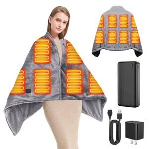 lot 3145 image: USB Heated Blanket,Cordless Electric Blanket with 20000mAH Battery,18W High-Power,8 Heating Zones,Machine Washable Super Cozy Soft Wearable Blanket with 3 Heating Levels & Timing Function