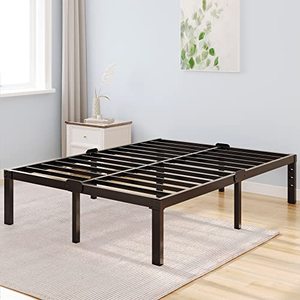 lot 3157 image: Kydins King Bed Frame and Headboard Holes with Storage No Box Spring Needed Black Metal Platform Heavy Duty Bed Frames Support up to 3500 Lbs Noise Free Easy Assembly Non-Slip Design 14 Inch