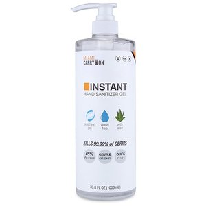 lot 2870 image: Miami CarryOn 75% Alcohol Hand Sanitizer with Aloe - 33.8 fl oz (6 Pack) Qty-4 Cases