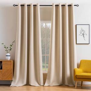 lot 3175 image: MIULEE Blackout Curtains 96 Inches Long for Bedroom Living Room Thermal Insulated Room Darkening Grommet Top Solid Light Blocking Drapery Set of 2 Window Panels Beige