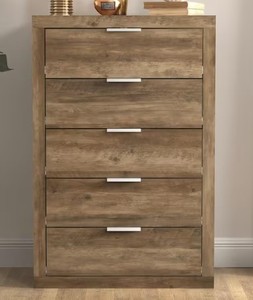lot 1698 image: Galano Harlowin 5 Drawer Chest In Knotty Oak Brown Retail&nbsp$288.99