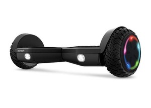 lot 3124 image: Jetson Spin All Terrain Hoverboard with LED Lights, Self-Balancing Hoverboard with Active Balance Technology, Range of Up to 7 Miles, Ages 13, Black, JAERO-BLK (works great, smooth ride)