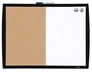 lot 3177 image: Quartet Combination Magnetic Whiteboard & Corkboard, 17 x 23, Combo Dry Erase White Board & Cork Board, Curved Frame, Message Board, Black Frame (41723-BK)