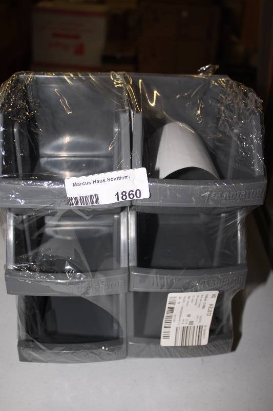 lot 1860 image: Gladiator Light Gray Storage Rail Boxes