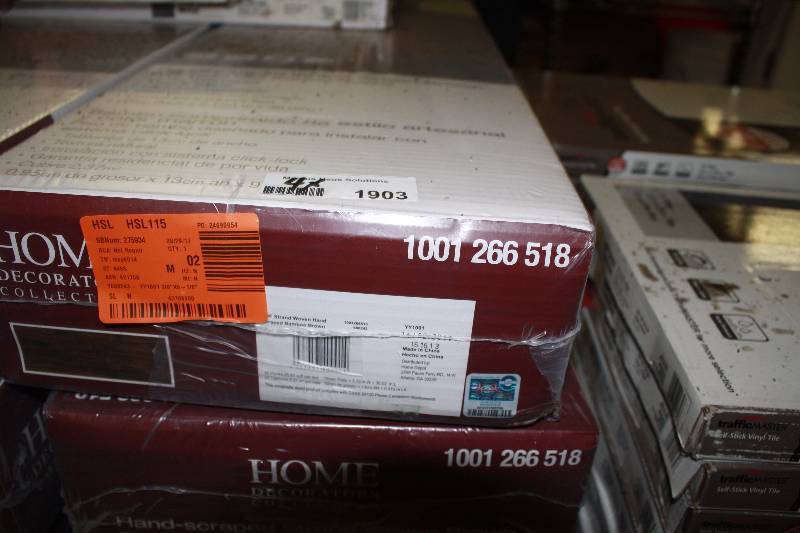 lot 1903 image: Home Decorators Collection Hand Scraped Strand Woven Brown Engineered Click Bamboo Flooring