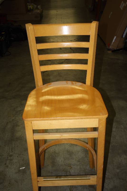 lot 1931 image: Solid Wood Bar Height Chair