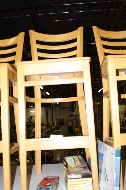 lot 1927 image: Solid Wood Bar Height Chair