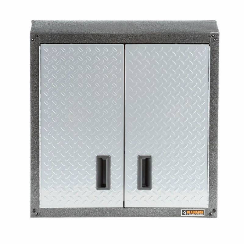 lot 1594 image: Gladiator Ready to Assemble  Steel Garage Wall Cabinet in Silver Tread