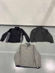 lot 1094 image: Bundle of 3 Fleece Pull OverFull Zip Jackets Mens XL Columbia & Eddie Bauer