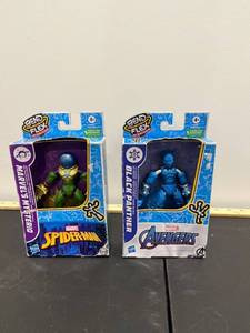 lot 1096 image: Marvel Avengers Bend and Flex Missions Black Panther Ice Mission Figure & Spider-Man Marvel Bend and Flex Missions Marvels Mysterio Space Mission Figure