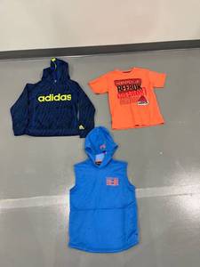 lot 1102 image: Bundle of Boys Size SM (8) Hoodie Vest, Hoodie, & Shirt - Reebok, Under Armour, & Adidas