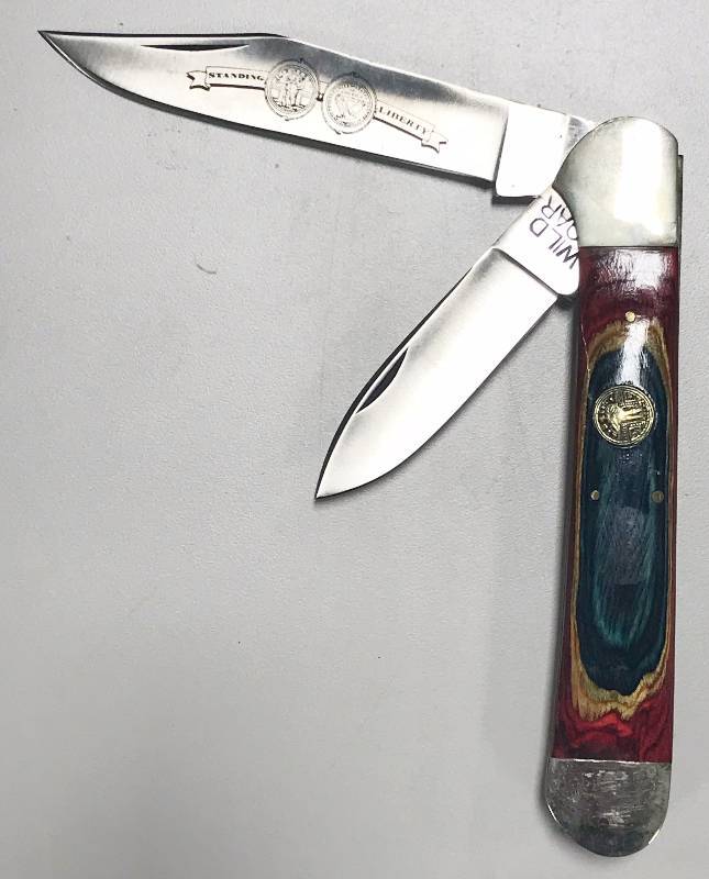 lot 1000 image: HUGE 8 Long Wild Boar 2 Blade Folding Pocket Knife