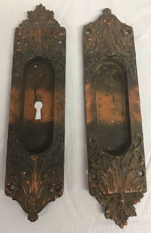 lot 1035 image: Pair of Old Door Decorative Key Plates