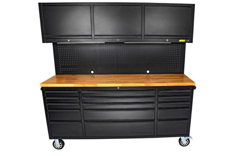 lot 3001 image: Hyxion 72 Inch 15 Drawers Tool Chest With Up Cabinet & Pegboard - HTC7218PC