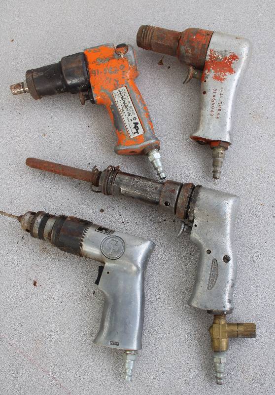lot 4374 image: Lot of 4 Assorted Pneumatic Tools - see photos