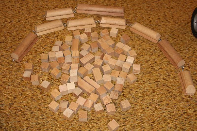 lot 4447 image: Wood Block Set - Connects like a train w many additional blocks - see photo