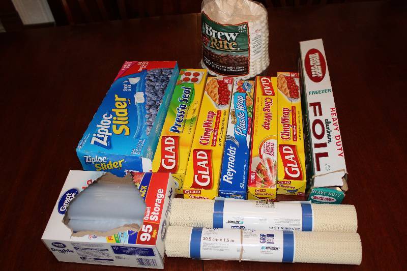 lot 4707 image: Lot of Kitchen Supplies, Plastic Wrap, Bags, Coffee Filters, Foil & More - Full and Partial