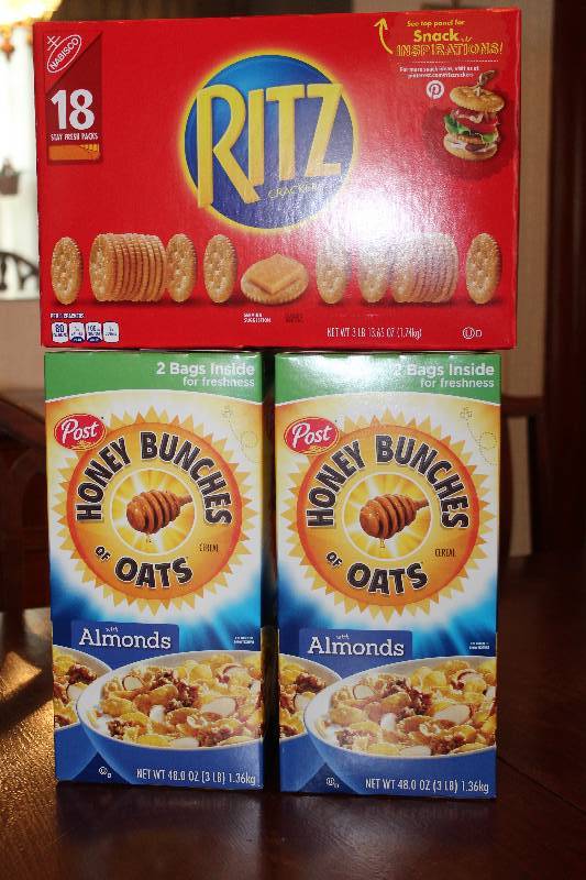 lot 4708 image: Lot of Honey Bunches of Oats Cereal and Ritz Crackers - Unopened
