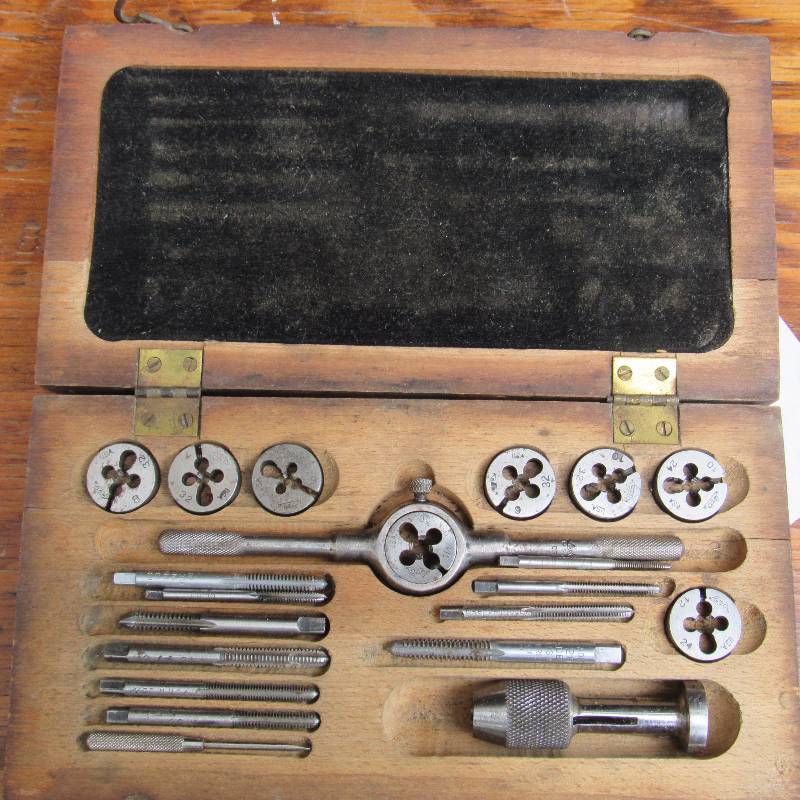 lot 6018 image: GTD - Greenfield Tap & Die Set - In Original Wooden Case