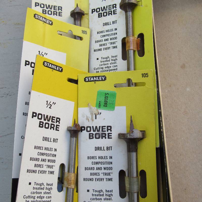 Box Full of STANLEY POWER BORE Drill Bits Various Sizes See Photo