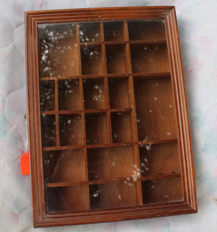 lot 2283 image: Shadow Box with Dust Cover Glass Door - Wooden