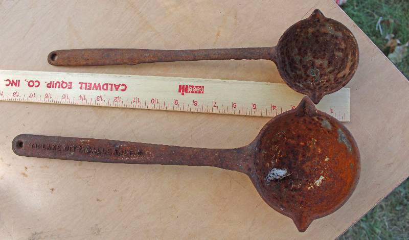 lot 2334 image: Lot of 2 Black Smith Ladles - Cleveland No 5 & THE LAKE CITy MALLEABLE Co. - COOL