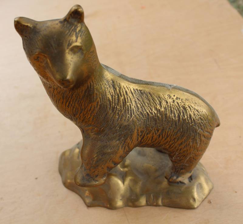 lot 2358 image: Brass Bear Figurine - Almost 9 tall See photos