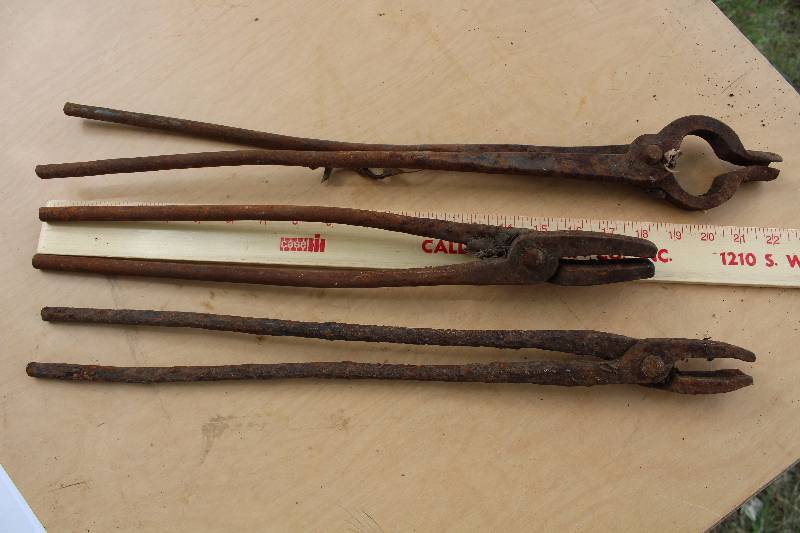lot 2359 image: Lot of 3 - Vintage Blacksmith Tongs