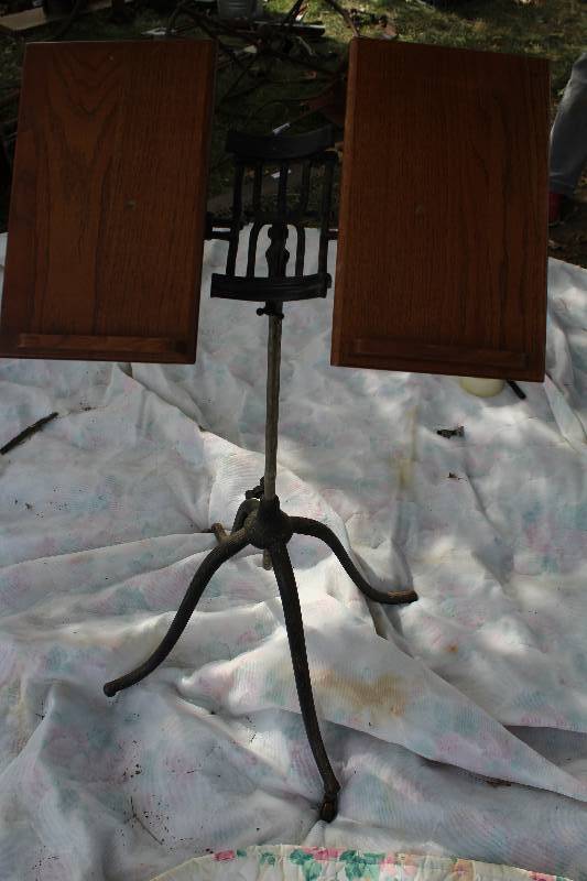 lot 2394 image: Very Neat Metal and Wooden Bible Stand  Vintage Book Stand - Very unique piece