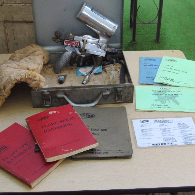lot 4687 image: METCO - Type N Metalizing Gun - w papers and accessories in  case