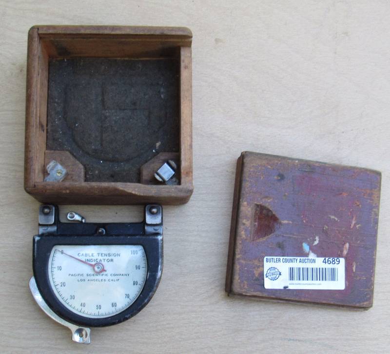 lot 4689 image: Cable Tension Indicator - Pacific Scientific Co. - CONT NO W535 SC 28444 - w case and indicator chart