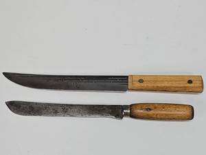 lot 363 image: 2 Vintage Chefs Knives Larkin Meat Knife & Forgecraft