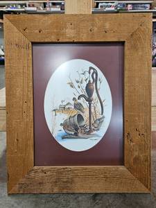 lot 394 image: 1975 Patrick J. Costello Quail and Pump 22 x18 Framed Print