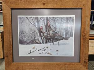 lot 399 image: Signed 1980 Patrick J Costello Wild Turkeys - 29 x 32 Framed Print