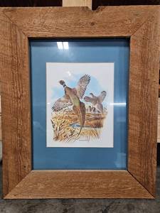 lot 403 image: 1978 Patrick J Costello Pheasants in Flight 22 x 18 Framed Print