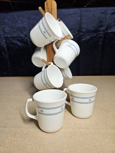 lot 5070 image: Set of 8 Corning Ware Mugs With Tree