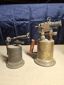lot 5087 image: 2 Vintage Blow Torches, One Brass