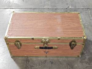 lot 444 image: Plywood Storage TrunkChest with Key 12 x 30 x 15.5
