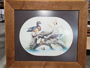 lot 449 image: Signed 1974 Patrick J Costello Duck Family 28.5 x 33.5 Framed Print