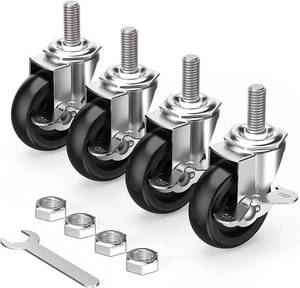 lot 5117 image: NEW Set of 4 IHOLKIE 3 Locking Stem Casters - 18 x 1-12 (Stem Diameter 516, Stem Length 1-12) Threaded Stem, Swivel Casters