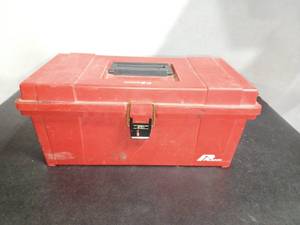 lot 5125 image: 16.5 Plano 401 Vintage Red Tool Box, Made In USA & Contents