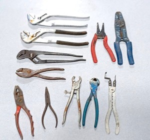 lot 5126 image: Lot of 11 Pliers, Strippers & Other Tools - Including a 9.5�� VTG Channellock 420 Slip Joint Pliers
