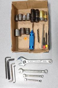 lot 5127 image: Box of Sockets (Craftsman, Husky, S&K & Others), Stanley Combo Wrenches, Crescent Wrench & More