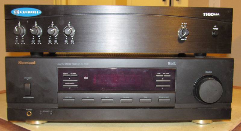 lot 7027 image: Sherwood AMFM Stereo Receiver M# RX-4105 and Crown Amplifier cord included - WORKS