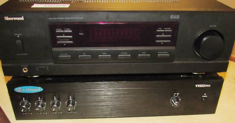 lot 7029 image: Sherwood AMFM Stereo Receiver M# RX-4105 and Crown Amplifier cord included - WORKS