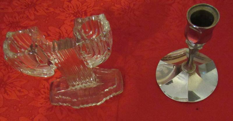 lot 7974 image: Lot of decorative Candle Holders - Double Taper Candle Holder, Silver Deco Holder and Candle Stick Holder - See Photos