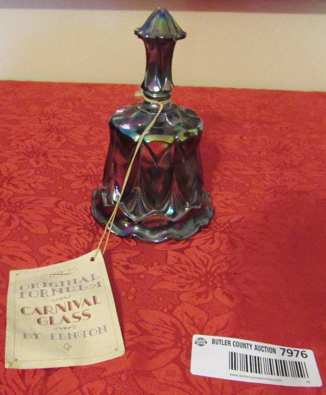 lot 7976 image: FENTON - Original Formula Carnival Glass Bell w original papers - BEAUTIFUL