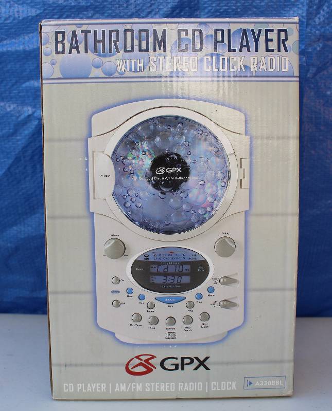 lot 6125 image: Bathroom CD Player - W AMFM Stereo and Clock Radio
