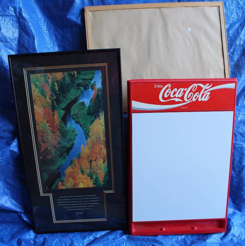 lot 6204 image: Lot of Decor - Coca-Cola Dry Erase Board, The Nature Change Pic, & Bulletin Board - Cool
