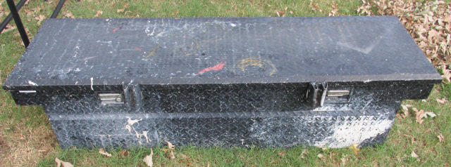 lot 4607 image: Truck Bed Tool Box - Black Diamond Plate - see photos from Atwoods